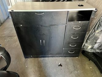 Black Salon Styling Station Cabinet