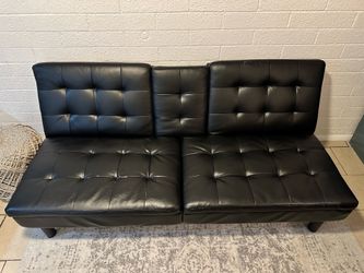 Sofá Cama Futón de Piel Sintética Negra