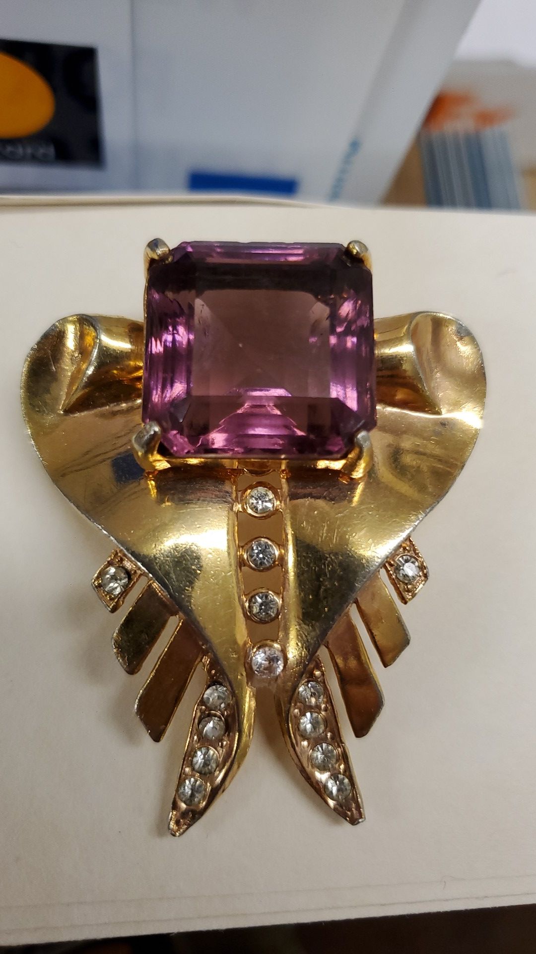 Vintage unique pin,brooch w.Amethyst