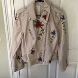 Embroidered Leather Jacket 