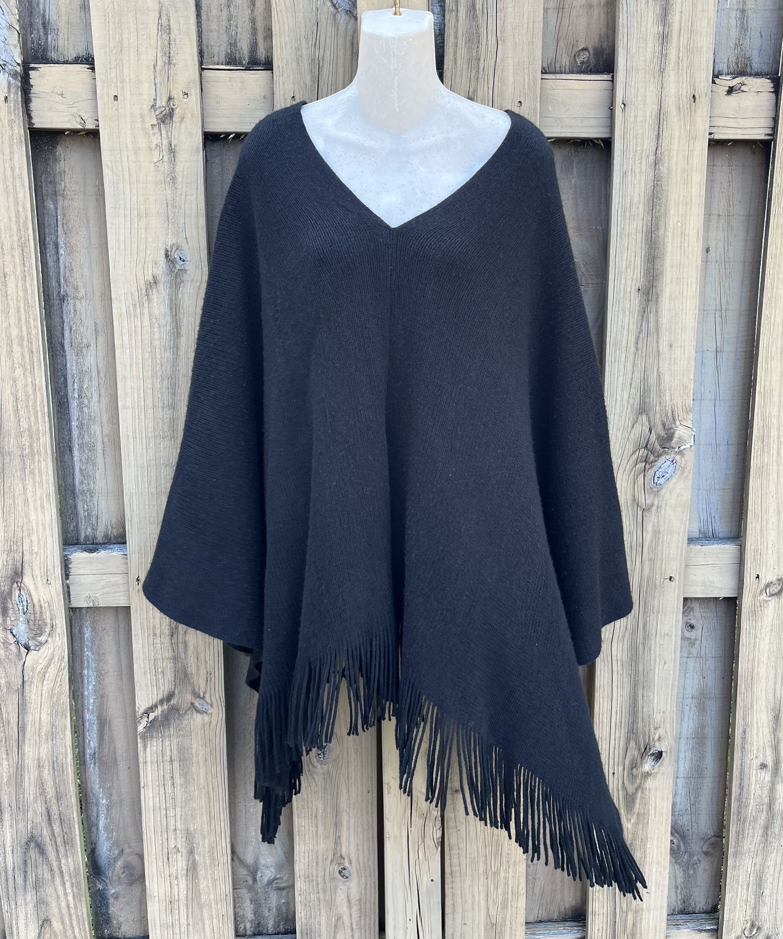 EUC women’s super soft black poncho sweater, one size