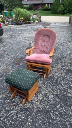 Solid Wood Rocker & Ottoman Vintage
