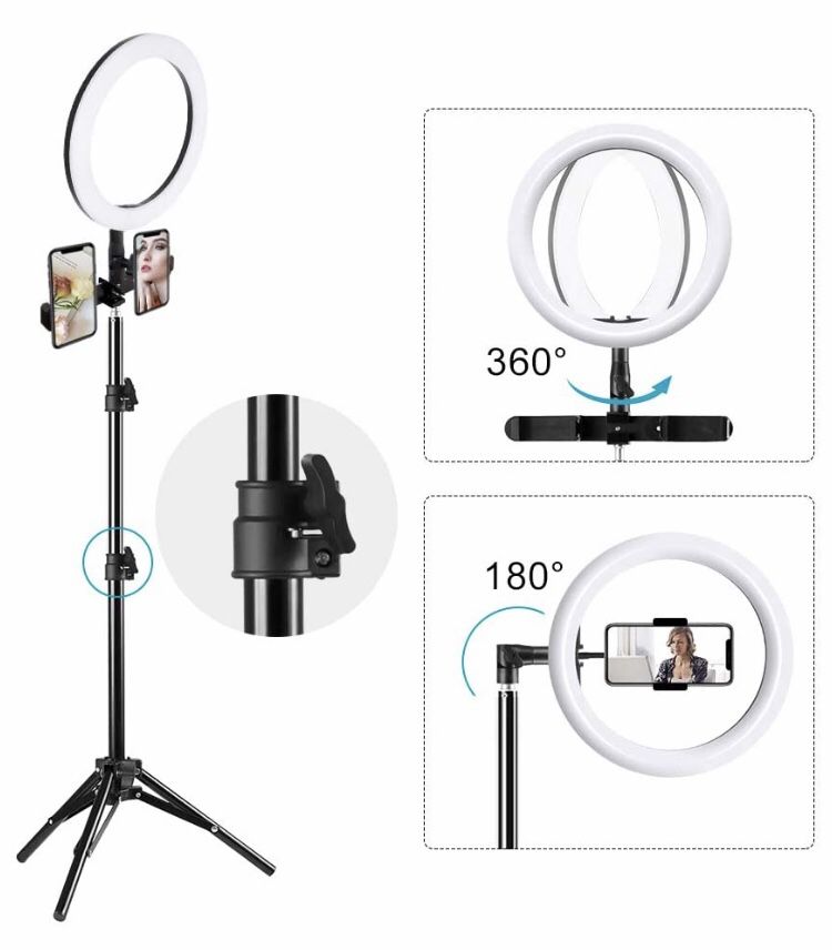 10” selfie ring light with tripod