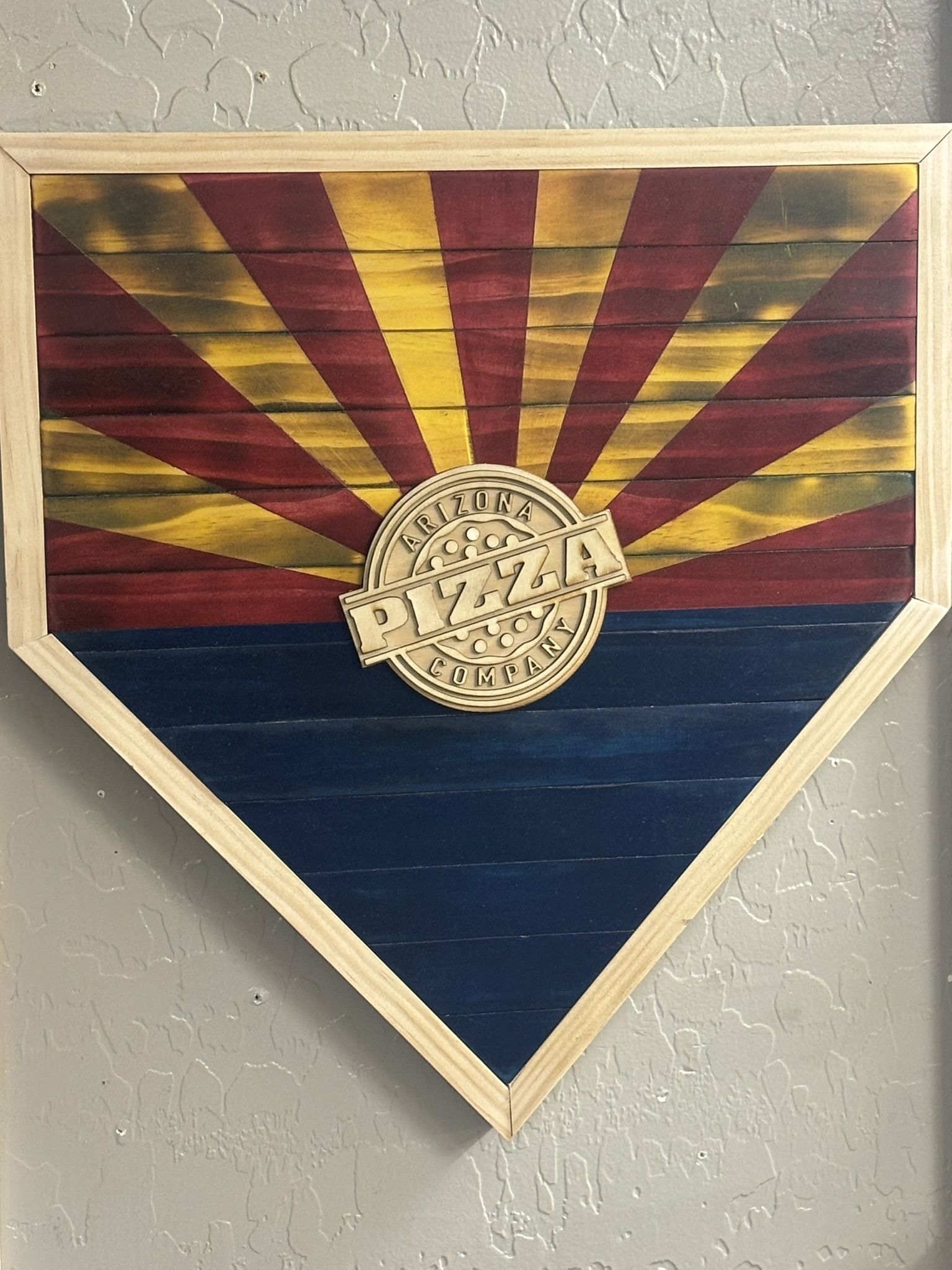 Handmade Arizona Home Plate Wall Art – Custom Baseball & Pizza Design