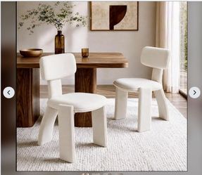 Modern Dining Chairs Set of 2, Mid Century Dining Room Chairs Beige Kitchen Chair with Curved