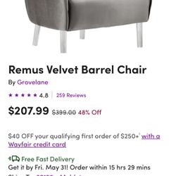 Remus Velvet Barrel Chair