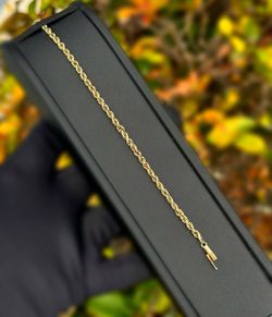 Jewelry 14k solid Yellow Gold Rope chain 7.75” 6.10 grams 3.20mm