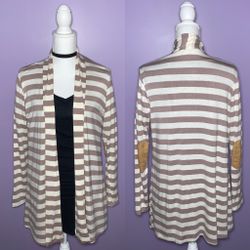 Boutique Tan and Cream Striped Cardigan