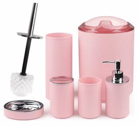 Pink Bathroom Accessory Set