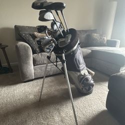 Variety of golf clubs and bag (18 Total)