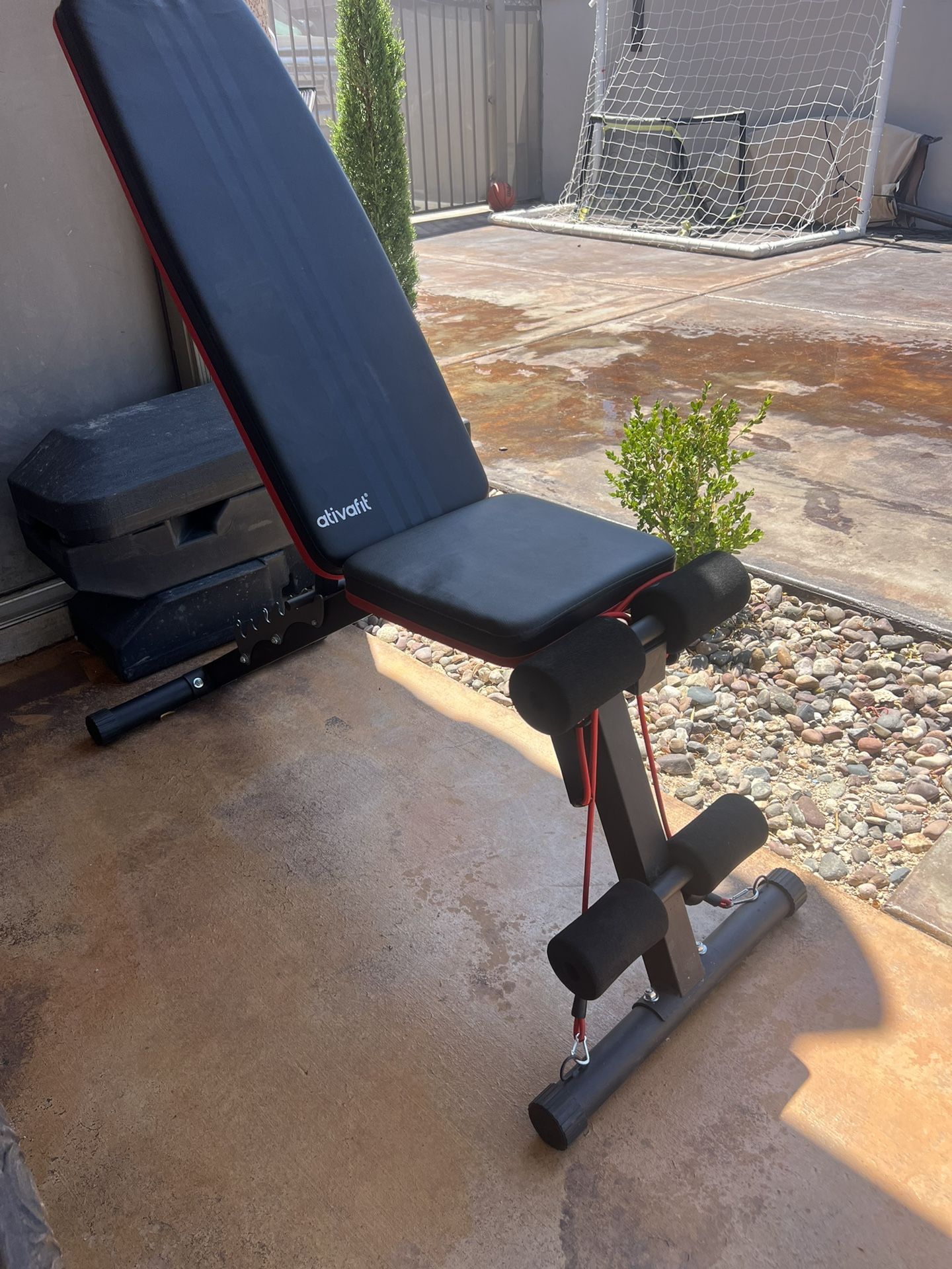 Ativafit Adjustable Weight Bench for Full Body Workout Multi-Purpose Utility Weight Foldable Flat press for Home Gym (Black)