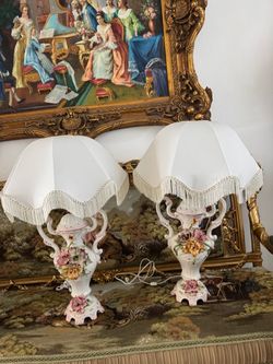 Italian Capodimonte Porcelain Lamps
