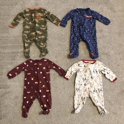 Baby Boy Pajama Sleepers, Bundle of 4, Size 3-6 Months