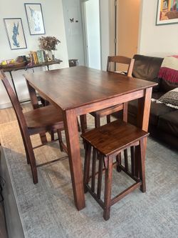 Solid wood table and stools