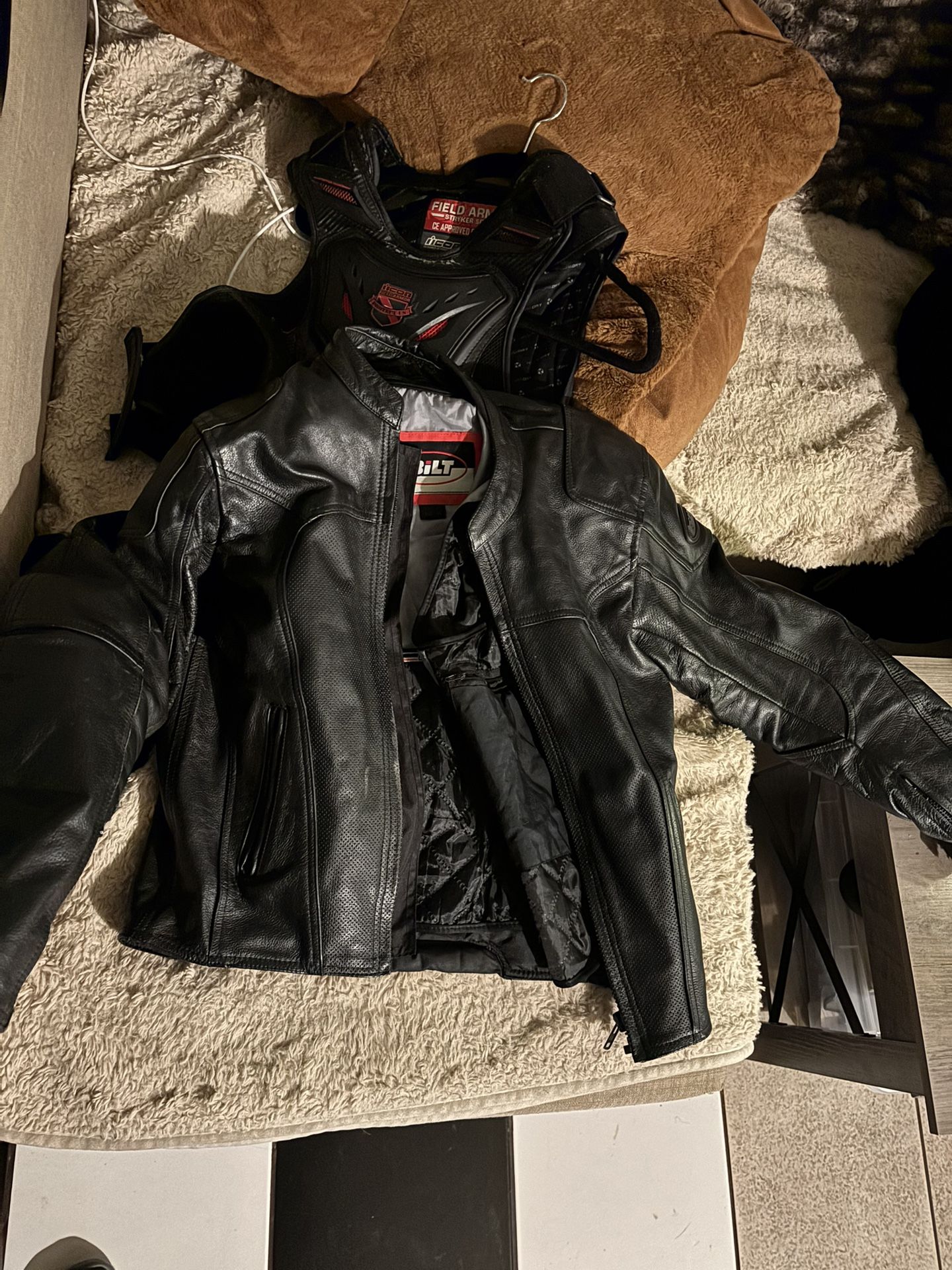 Leather Bilt Motorcycle Jacket & Icon Stryker Vest