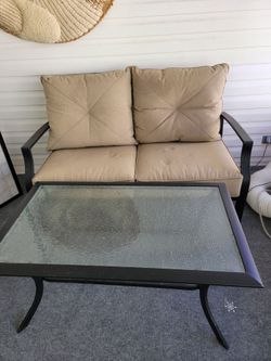 Outdoor Patio Loveseat and Coffee Table Set