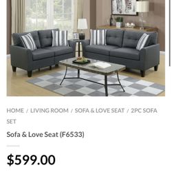 Gray Sofa And Love Seat Set 