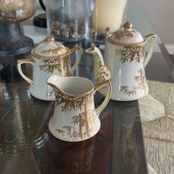 Japanese Nippon Hand Painted Bamboo Tea Set