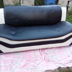Black And White Leather Couch Can Use It Inside Or Outside On The Patio $50 Delivery Available