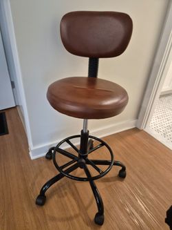 Adjustable Brown Drafting Chair with Backrest & Footrest