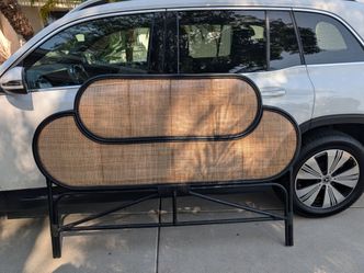 Wicker Queen Headboard, Boho Rattan Headboard, Coastal Modern Bedroom Furniture, California Style, Natural Woven Bed Frame