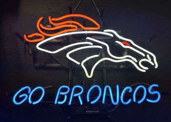 Denver Broncos Go Broncos 20" x 16" Neon Sign Light Football Club Bar Sports