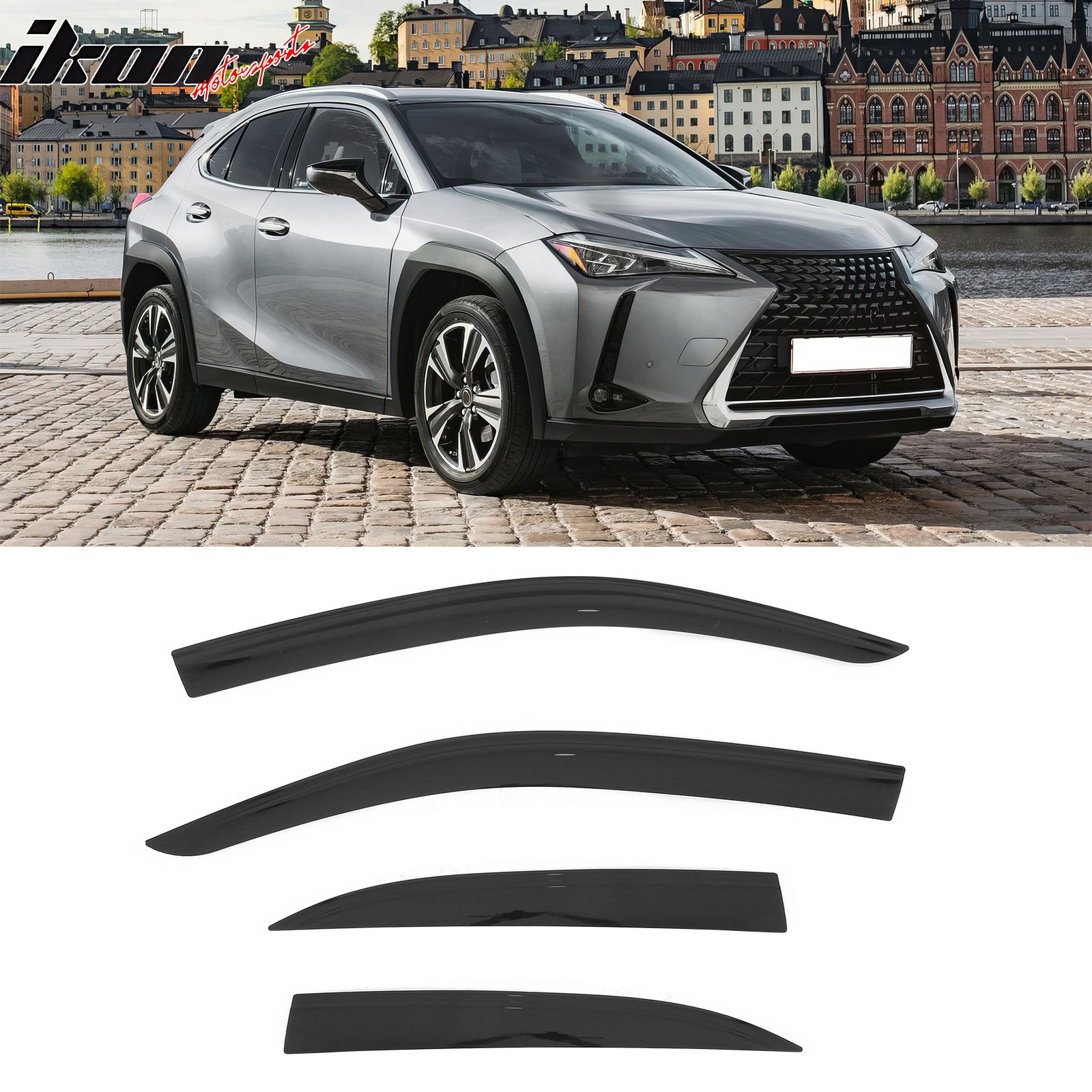 Fits 2019-2025 Lexus UX200 Low Profile Style Tape on Window Visors Vent Deflector