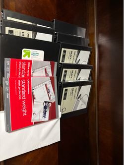 7 heavy duty view binder , 2 standard weight, 1 copy print paper and 1 organizer
