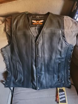 VEST, LEATHER VEST MOTORCYCLE