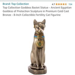 Top Collection Goddess Bastet Statue - Ancient Egyptian Goddess of Protection Sculpture in Premium Cold Cast Bronze - 8-Inch Collectible Fertility Cat