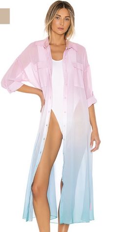 Akira Shear Swimwear Shirt Dress, Ombré colors . Size Medium