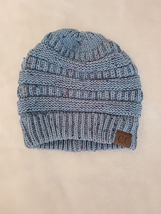 C.C Women Cozy Confetti Ribbed Cable Knit Stretch Beanie OS BLUE