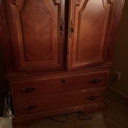 2-Drawer Wooden TV Armoire with 2 Doors 