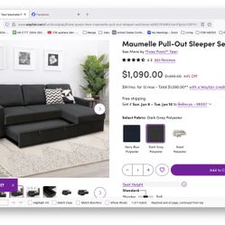 Grey Pull-Out Sleeper Sectional