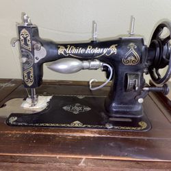 Antique WHITE ROTARY sewing Machine Martha Washington Cabinet