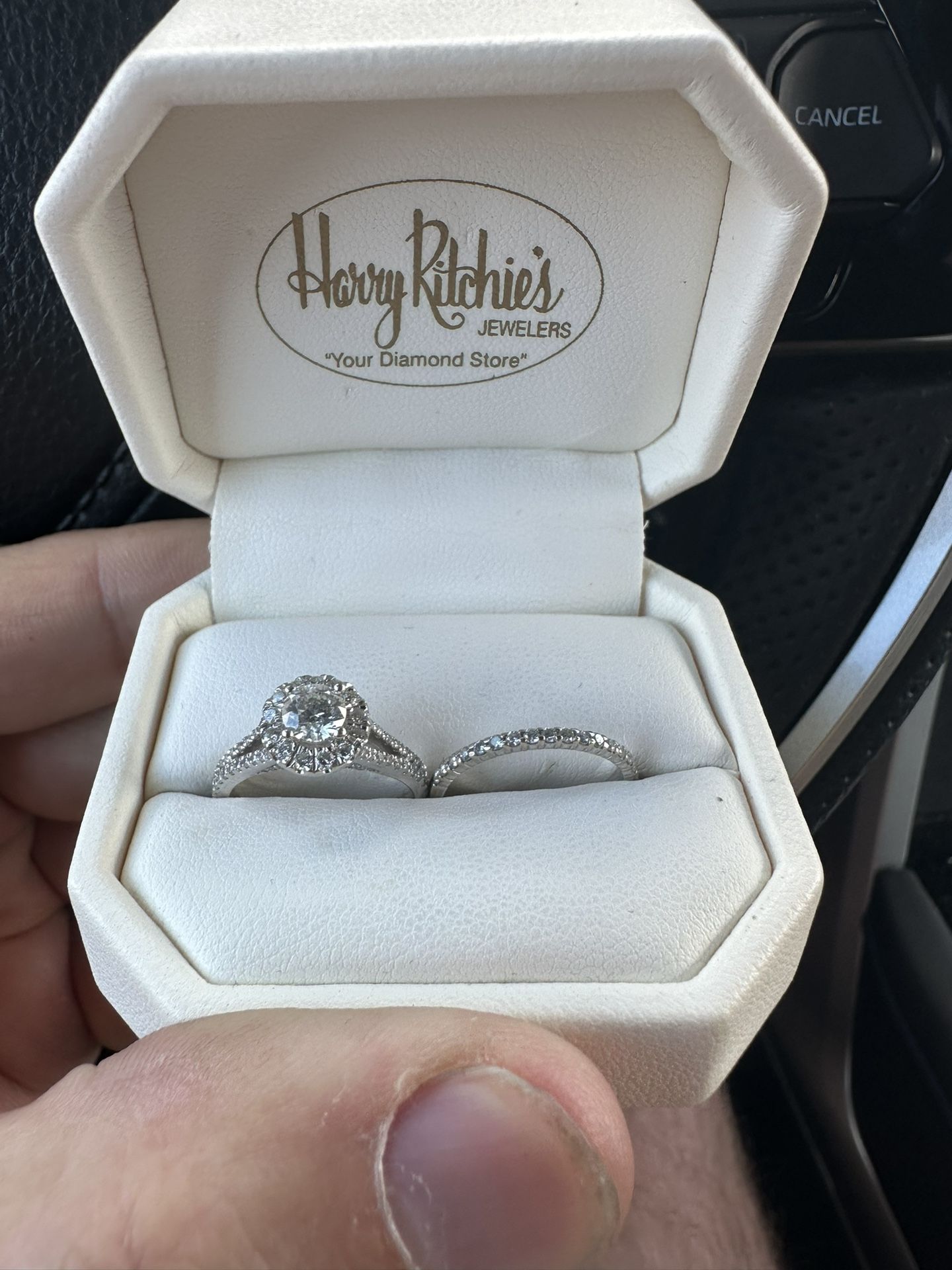 💍 Stunning Diamond Engagement & Wedding Ring Set – White Gold – Resizable