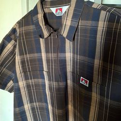 Brown and blue Ben Davis half zip shirt XL