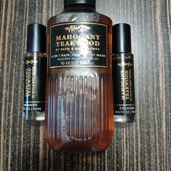 2 Men Bath And Body Works Sets Ocean Set And Mahogany  Teakwood Body Wash And Two Pocket Size Cologne 20 Bucks Each