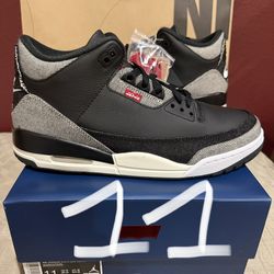 MENS SIZE 11 NIKE AIR JORDAN 3 LEVIS BLACK DENIM