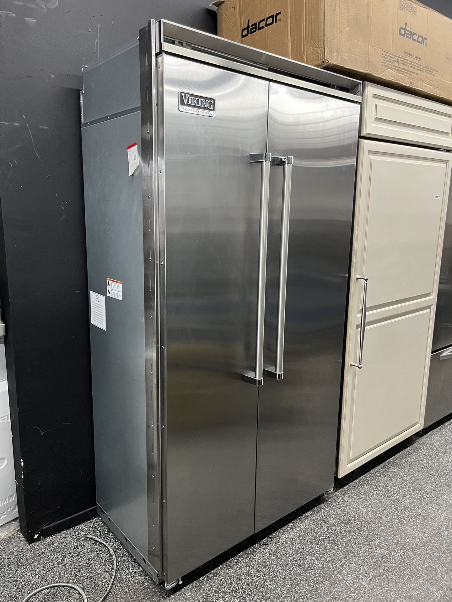 Viking Pro Stainless Steel Built In 42” Fridge Side By Side Open Box