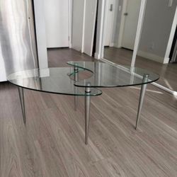 Glass Coffee Table Vintage Oval 