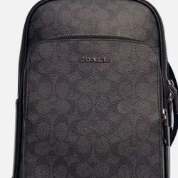 COACH Ethan Shoulder Bag, Leather, Black, All-over Pattern, CZ393