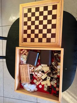 Wooden Multi-Game Set with Storage Box