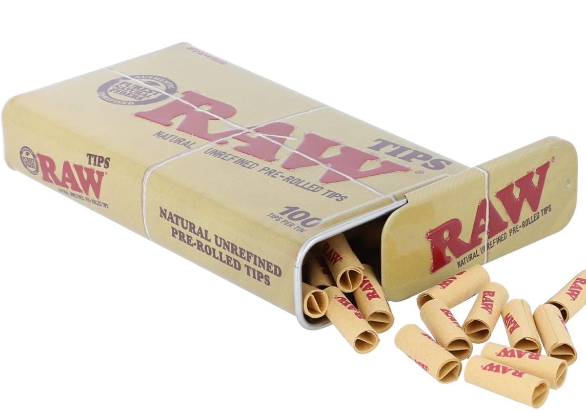 RAW Natural Unrefined 100 Tip Pre-Rolled Tin -Metal Tin To Go Container