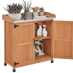 Patio Garden Bench With Storage Cabinet