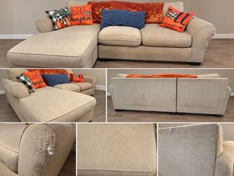 Beige L-Shaped Sectional Sofa with Left Chaise – $200 OBO