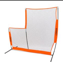 Bownet L-Screen ( 8' x 7') Baseball Softball Pitching Protection Screen - Hitting Batting Practice Gear - Durable Powder-Coated Steel Base - Portable