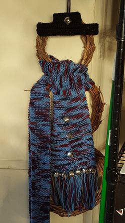 Snowman w homemade scarf