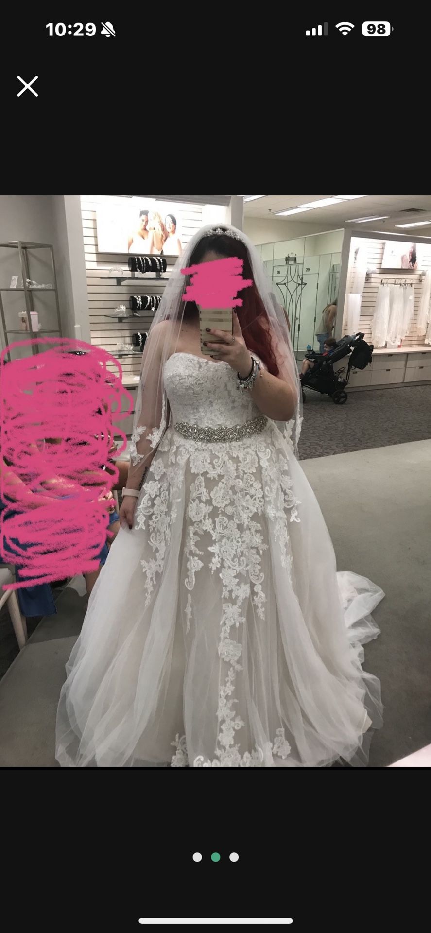 Ivory/ Champagne Sheer Lace & Tulle Ballgown Wedding Dress NEW