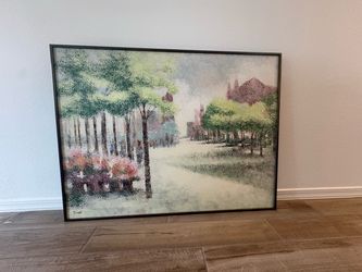 Framed Painting : Tree-Lined Street Scene